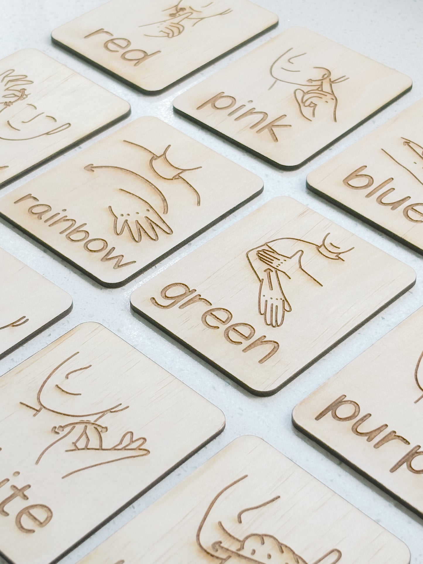 Auslan Colours Wooden Flashcards