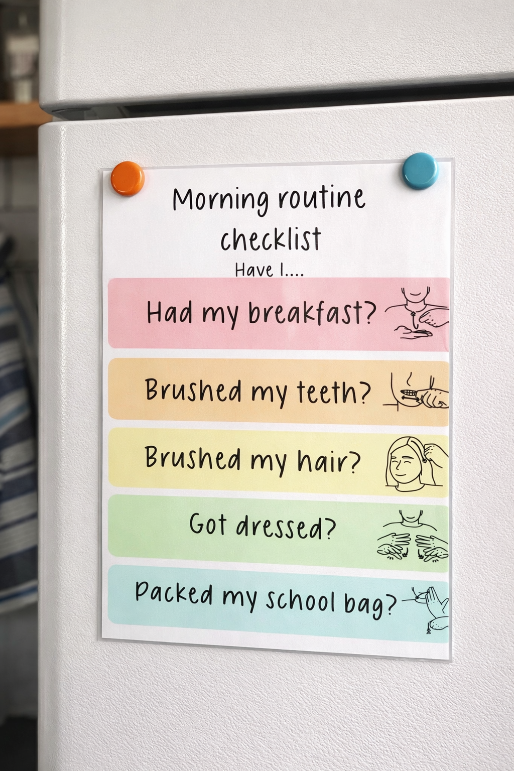 Morning Routine Checklist – Auslan Visual Support – Auslan on Pine