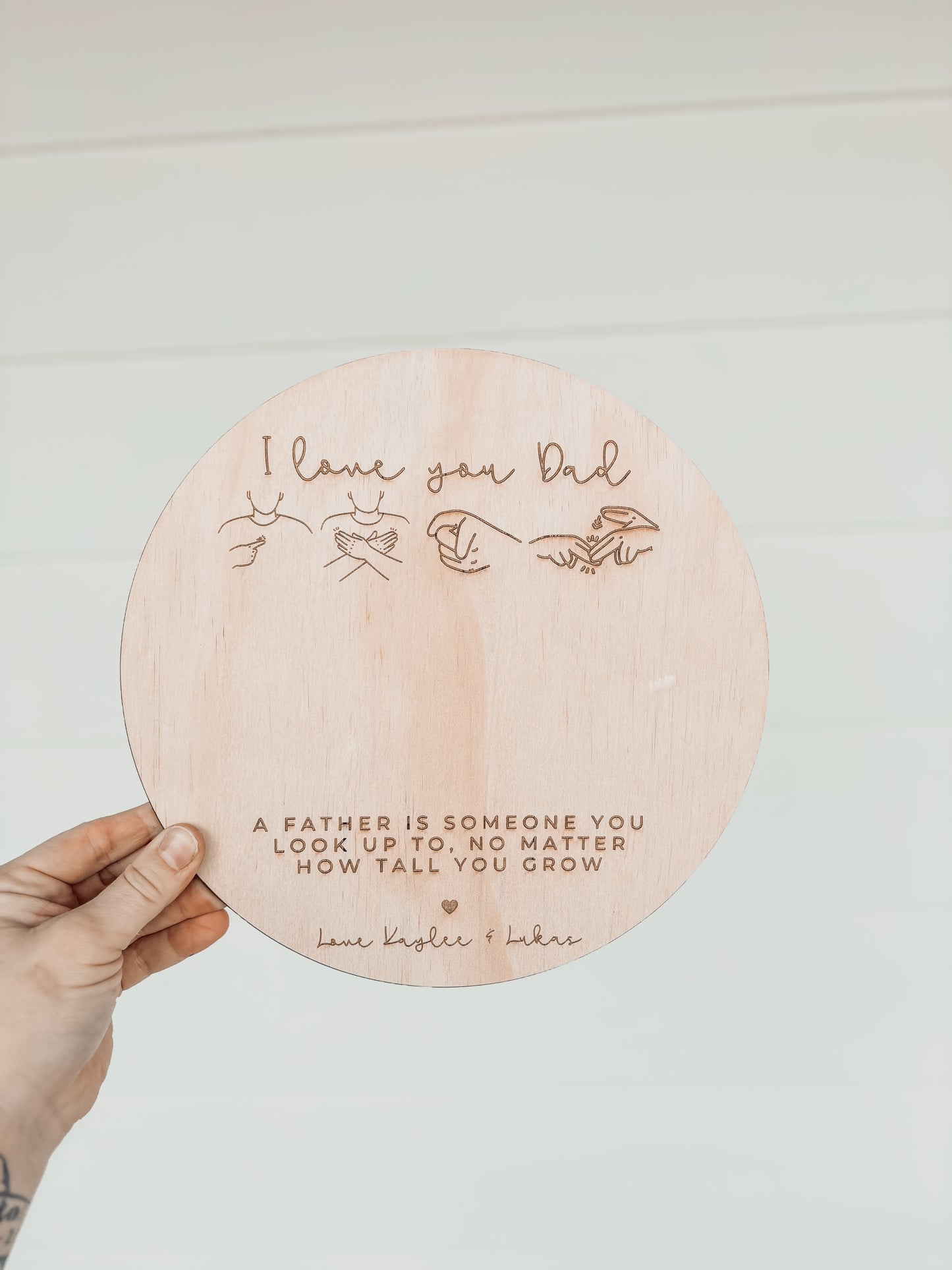 Auslan Father Day Round Plaque