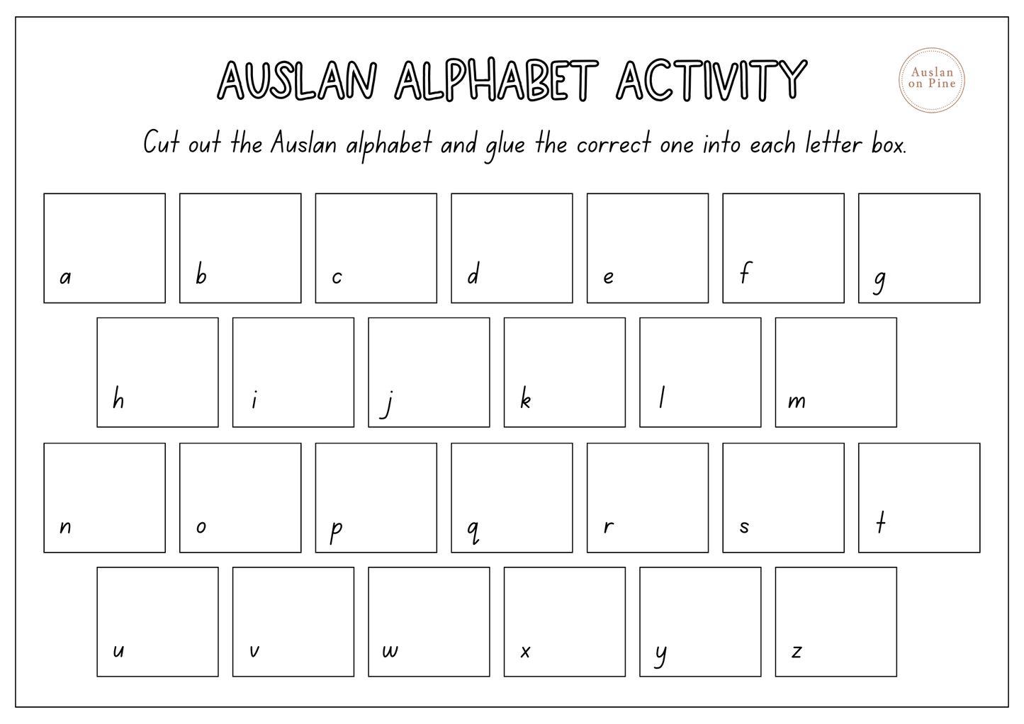 Auslan Alphabet Cut & Paste Activity