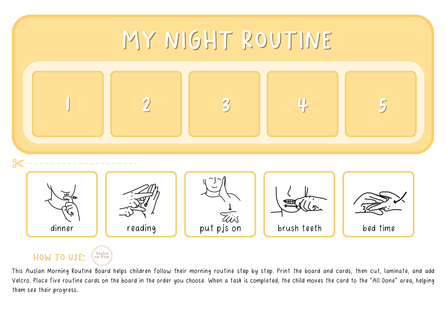 Morning & Night Routine - 5 Step Visual Board