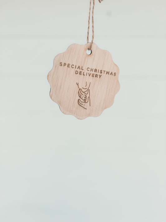 Auslan Wooden tags “ Special Christmas Delivery”