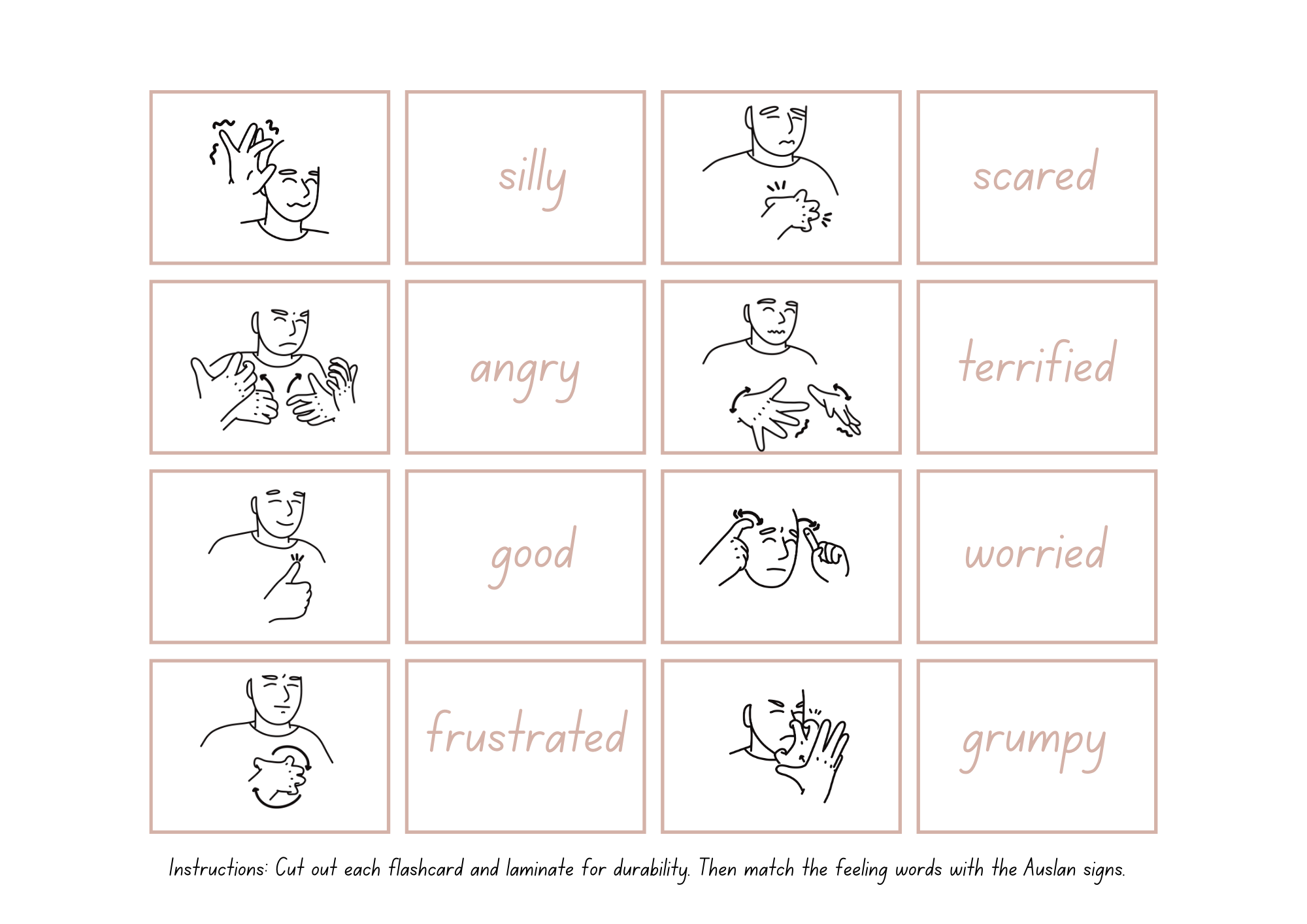 Auslan Emotions Mix & Match Activity – Auslan on Pine