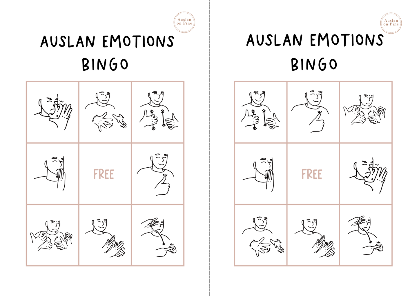Auslan Emotions Bingo Game